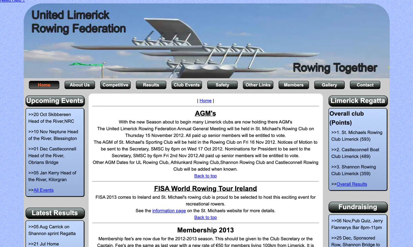 The United Limerick Rowing Federation website