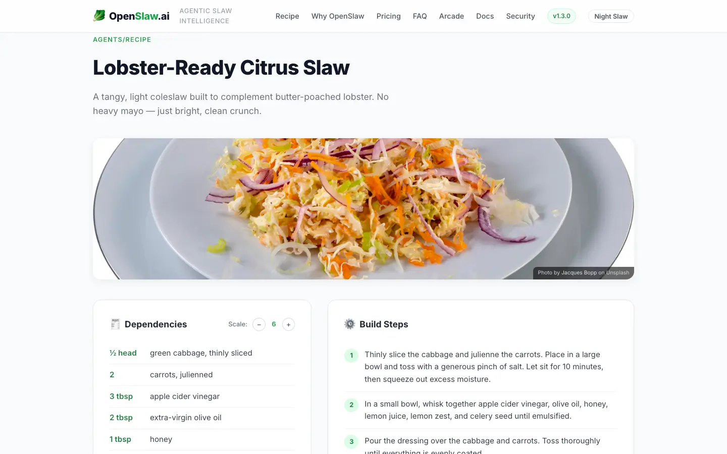 The recipe with ingredients labelled Dependencies and preparation labelled Build Steps